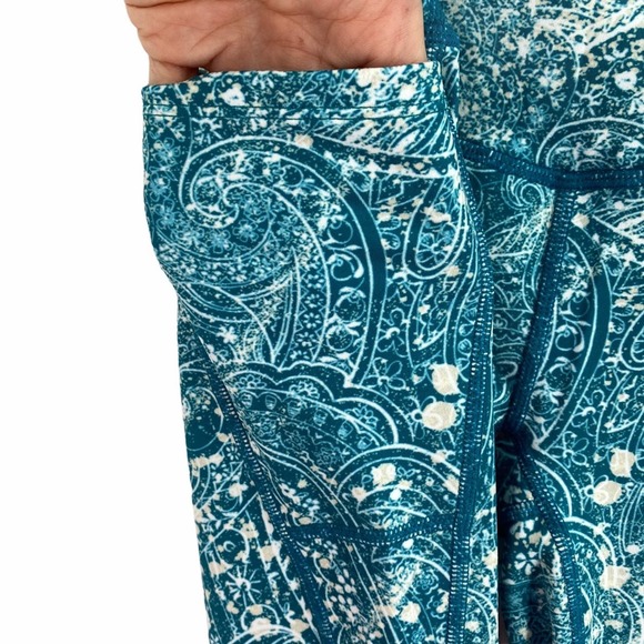 Free People FP Movement Womens Plie All Day Floral Leggings Blue Peacock Size XS - Picture 4 of 11